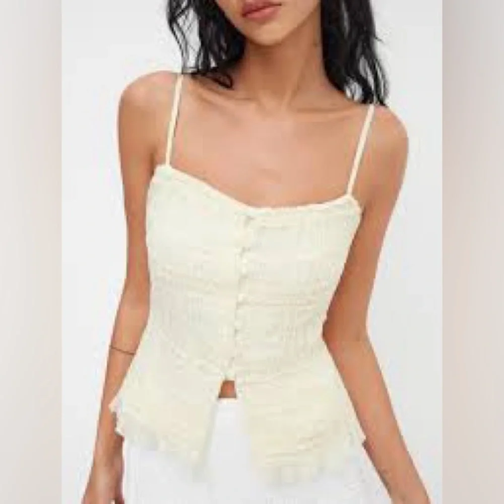 Cider Cream Square Neck Ruched Shirred Split Hem Cami XS NEW - Picture 1 of 11